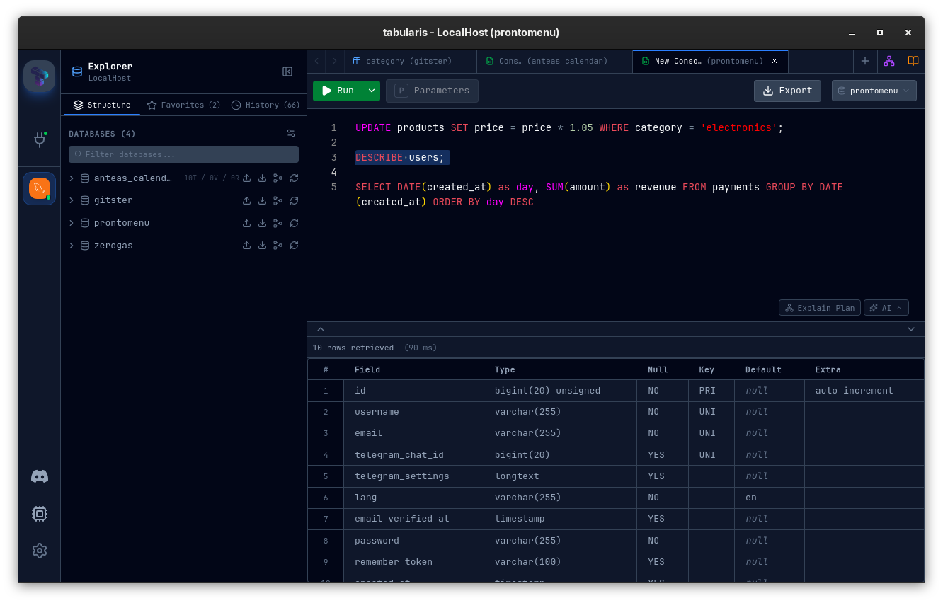 Explorer sidebar with Structure, Favorites, and History tabs
