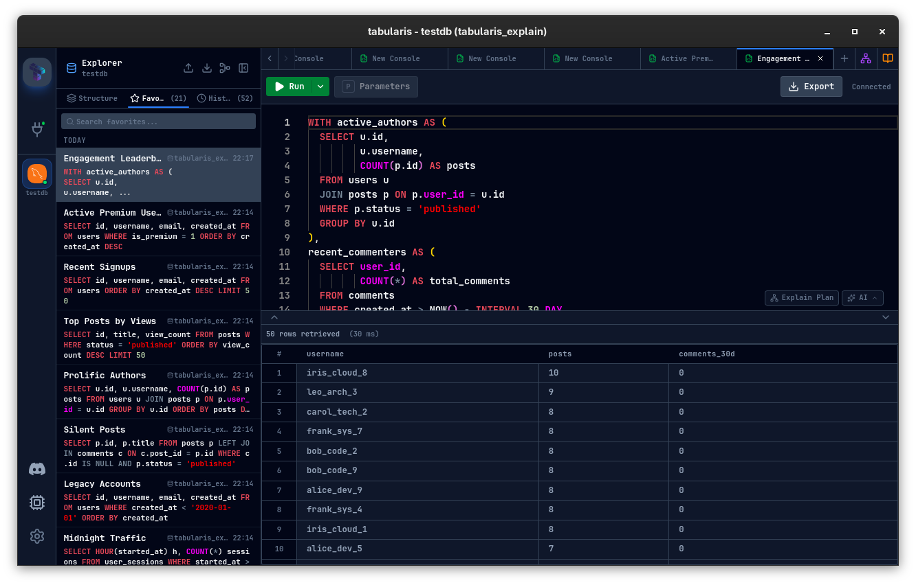 Favorites tab in the Explorer sidebar